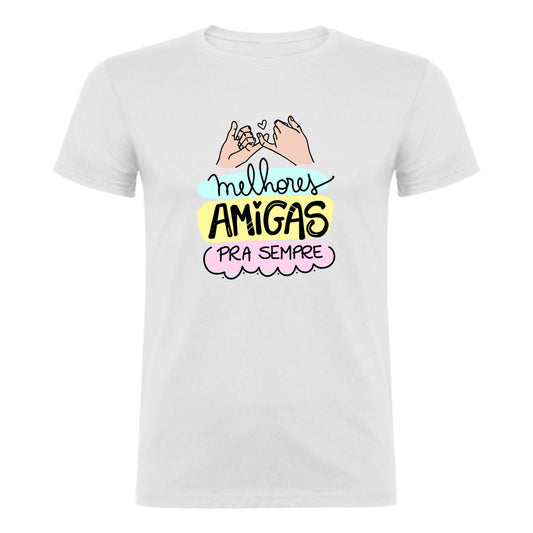 T-shirt Feminina Melhores Amigas Pra Sempre – Algodão Branco