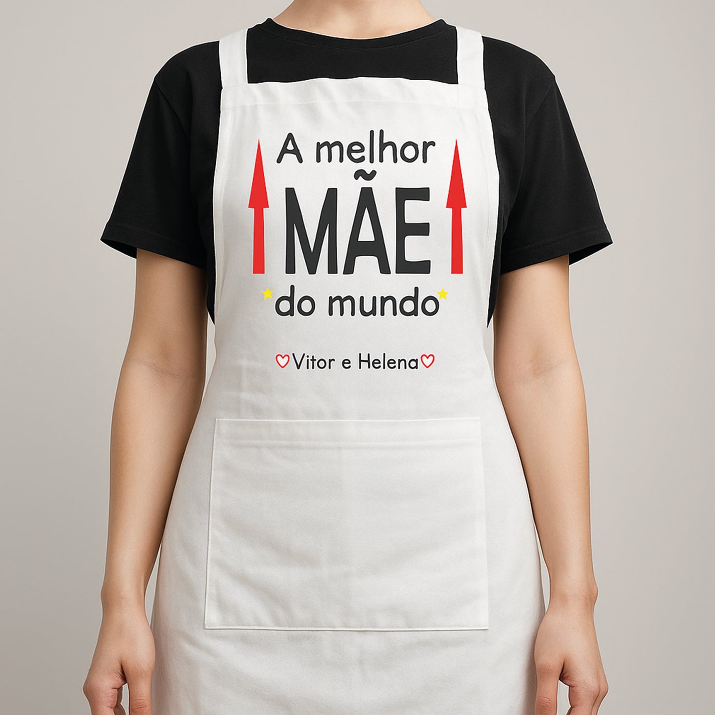 Avental A Melhor Mãe do Mundo Personalizado com Nome – Algodão Branco