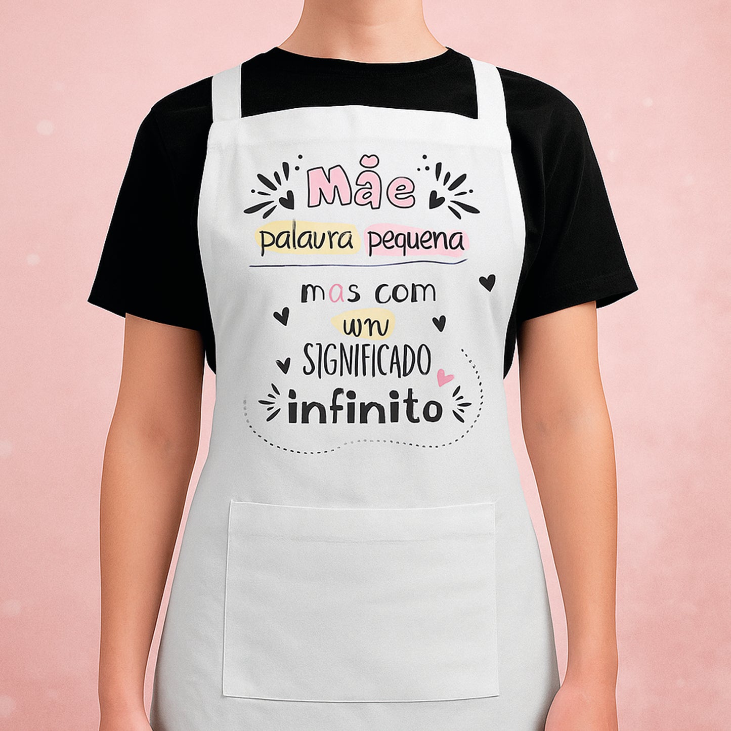 Avental Mãe Palavra Pequena, Significado Infinito – Algodão Branco