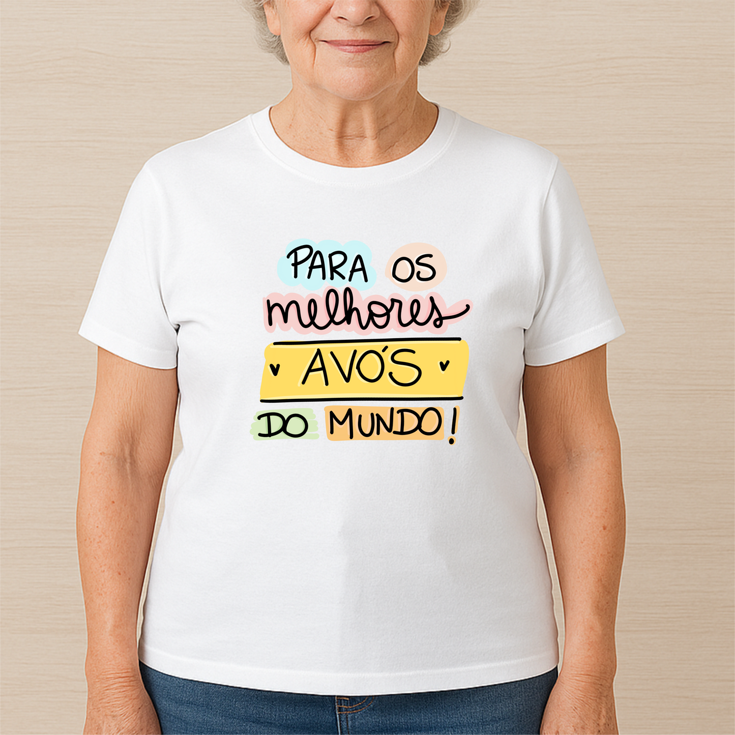 T-shirt Para os Melhores Avós do Mundo – Algodão Branco