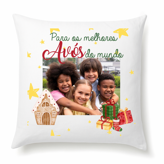 Almofada Personalizada de Natal – “Para os Melhores Avós do Mundo”
