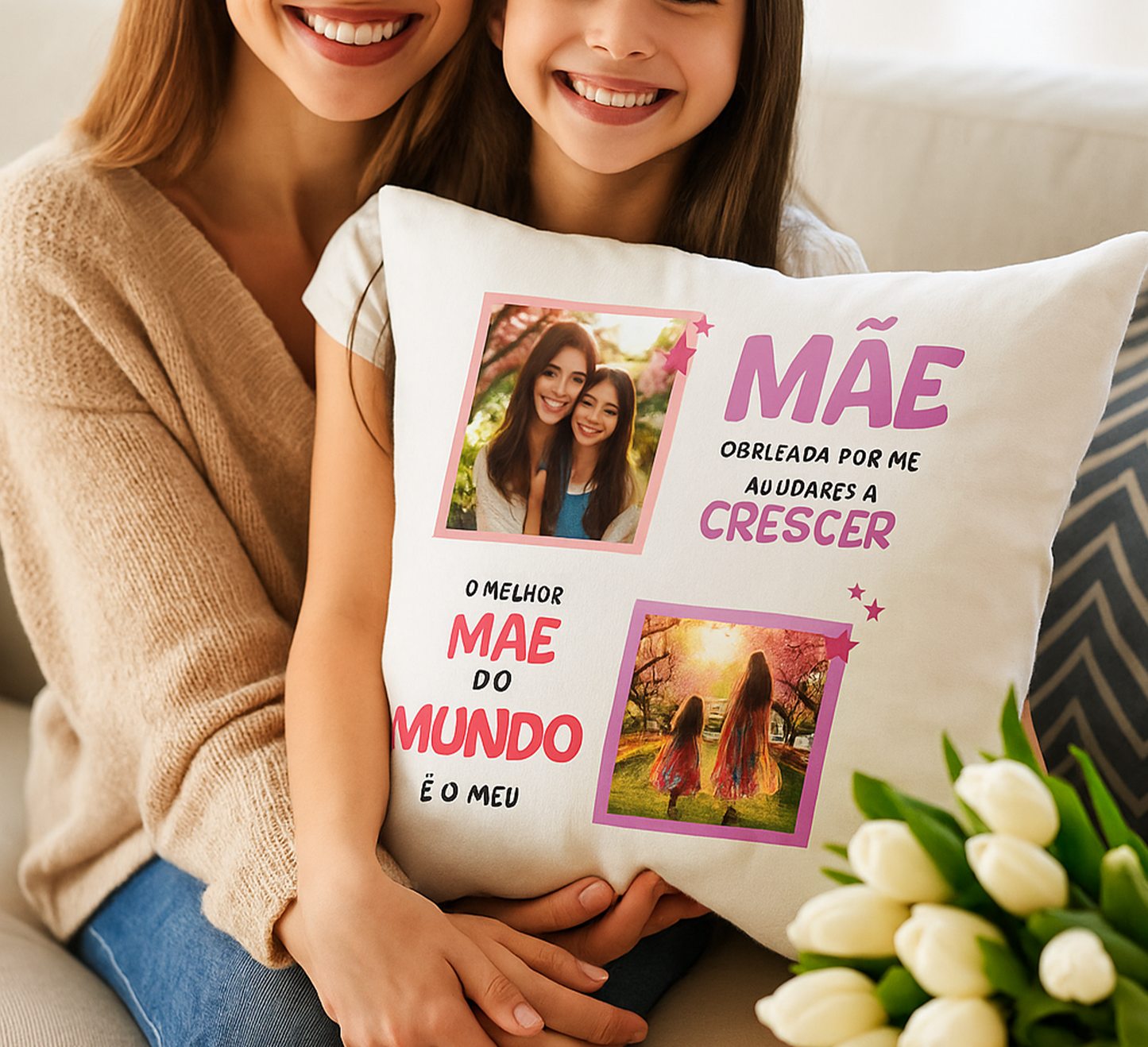 Almofada Personalizada Mãe – Fotos e Frases Especiais