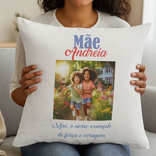 Almofada Personalizada Mãe – Nome e Frase Especial