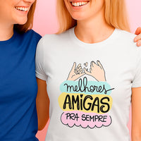 T-shirt Feminina Melhores Amigas Pra Sempre – Algodão Branco