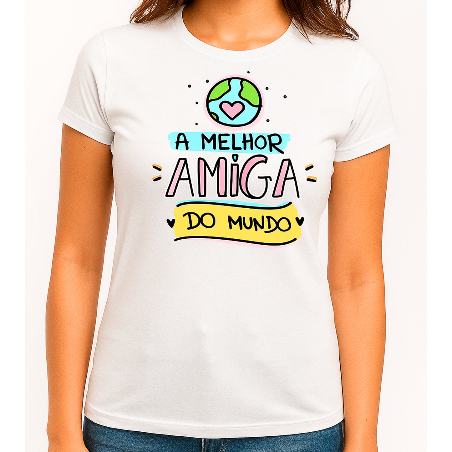 T-shirt Feminina A Melhor Amiga do Mundo – Algodão Branco