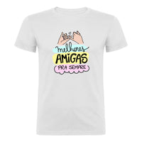 T-shirt Feminina Melhores Amigas Pra Sempre – Algodão Branco