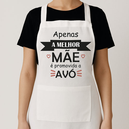 Avental Apenas a Melhor Mãe é Promovida a Avó – Algodão Branco