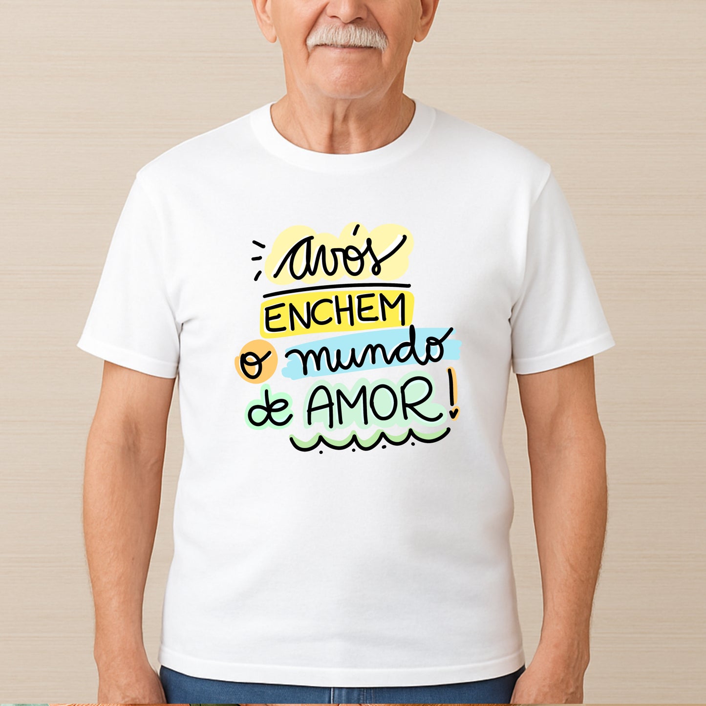 T-shirt Avós Enchem o Mundo de Amor – Algodão Branco