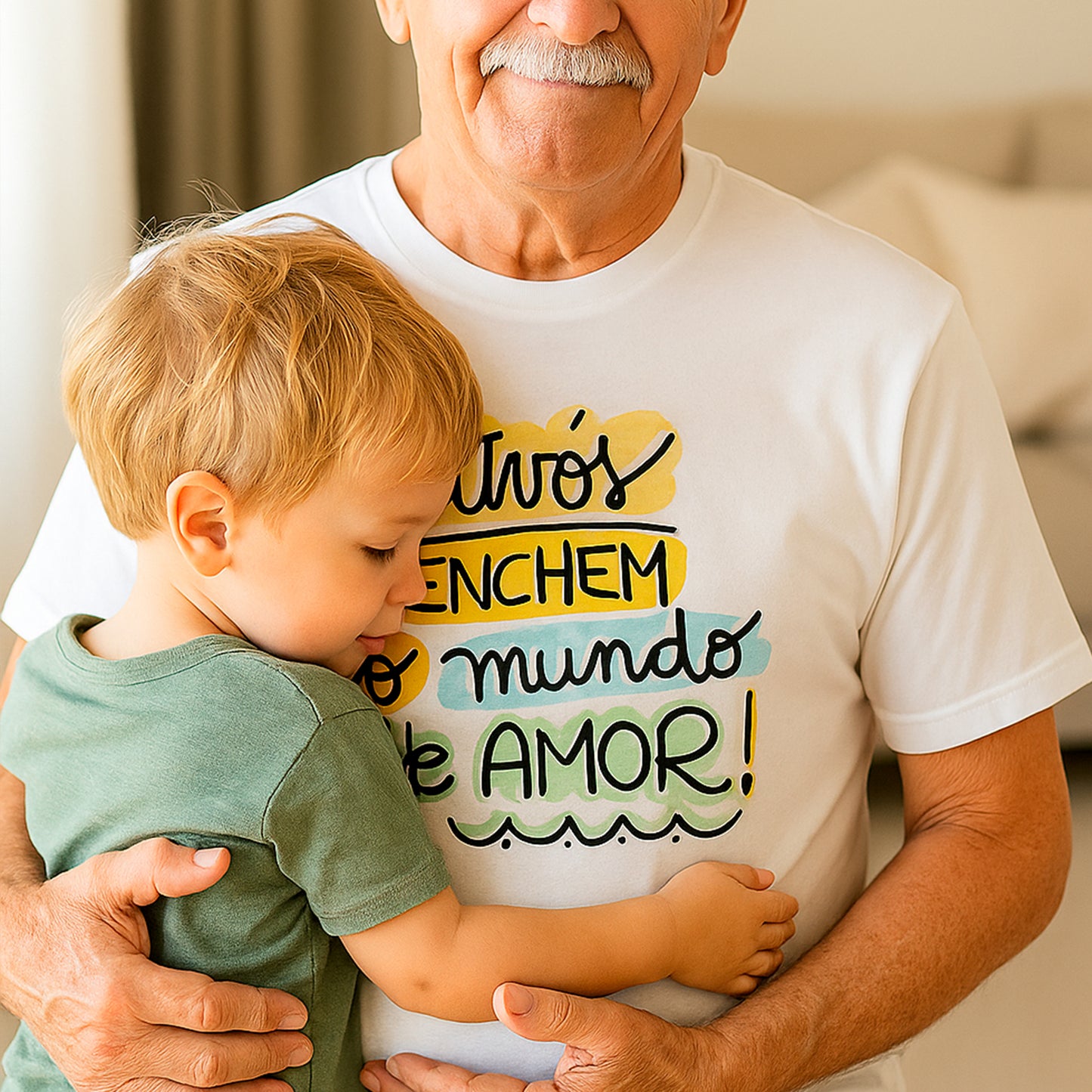 T-shirt Avós Enchem o Mundo de Amor – Algodão Branco