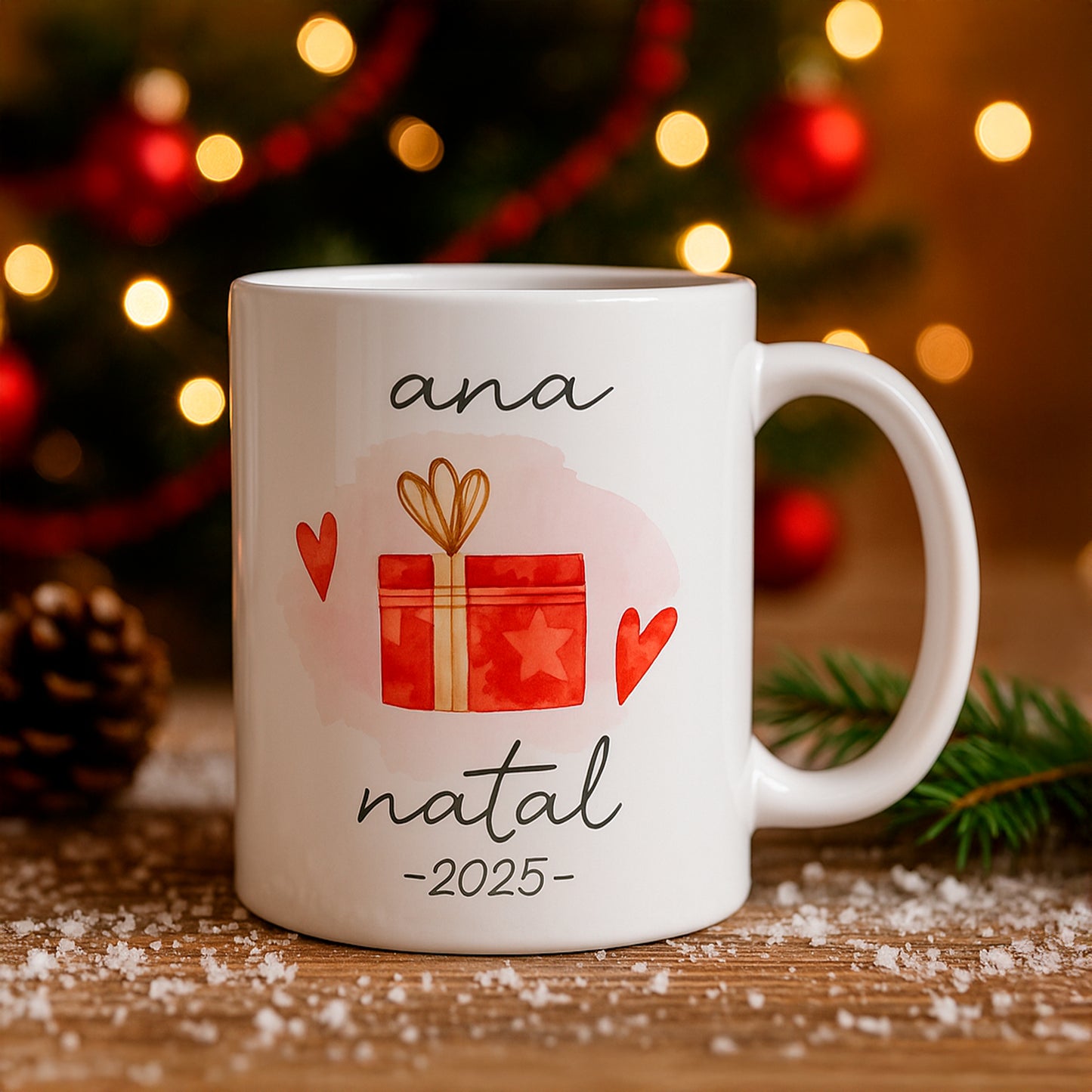 Caneca de Natal Personalizada com Nome – Presente Vermelho