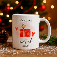 Caneca de Natal Personalizada com Nome – Presente Vermelho
