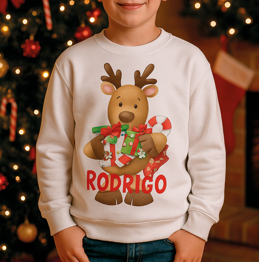 Sweatshirt Rena de Natal  Personalizada com Nome