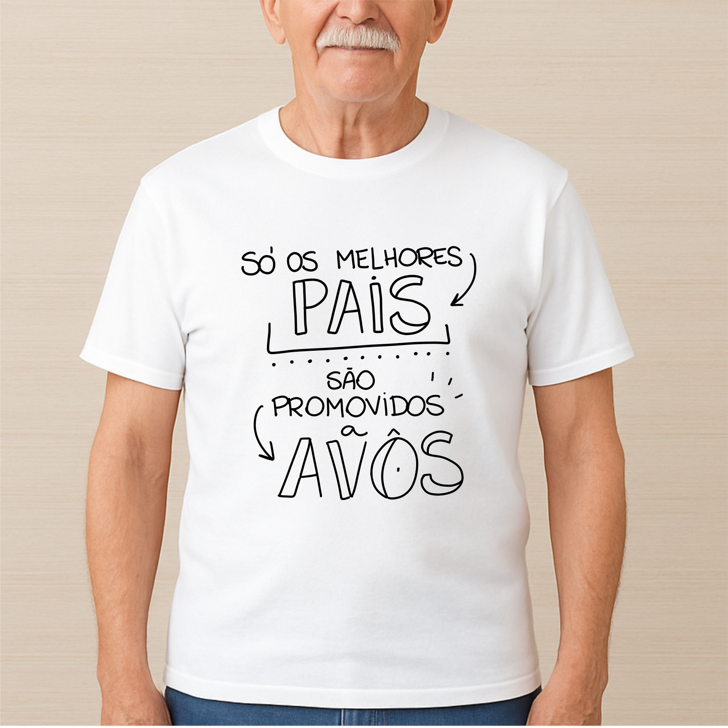 T-shirt Só os Melhores Pais São Promovidos a Avôs – Algodão Branco