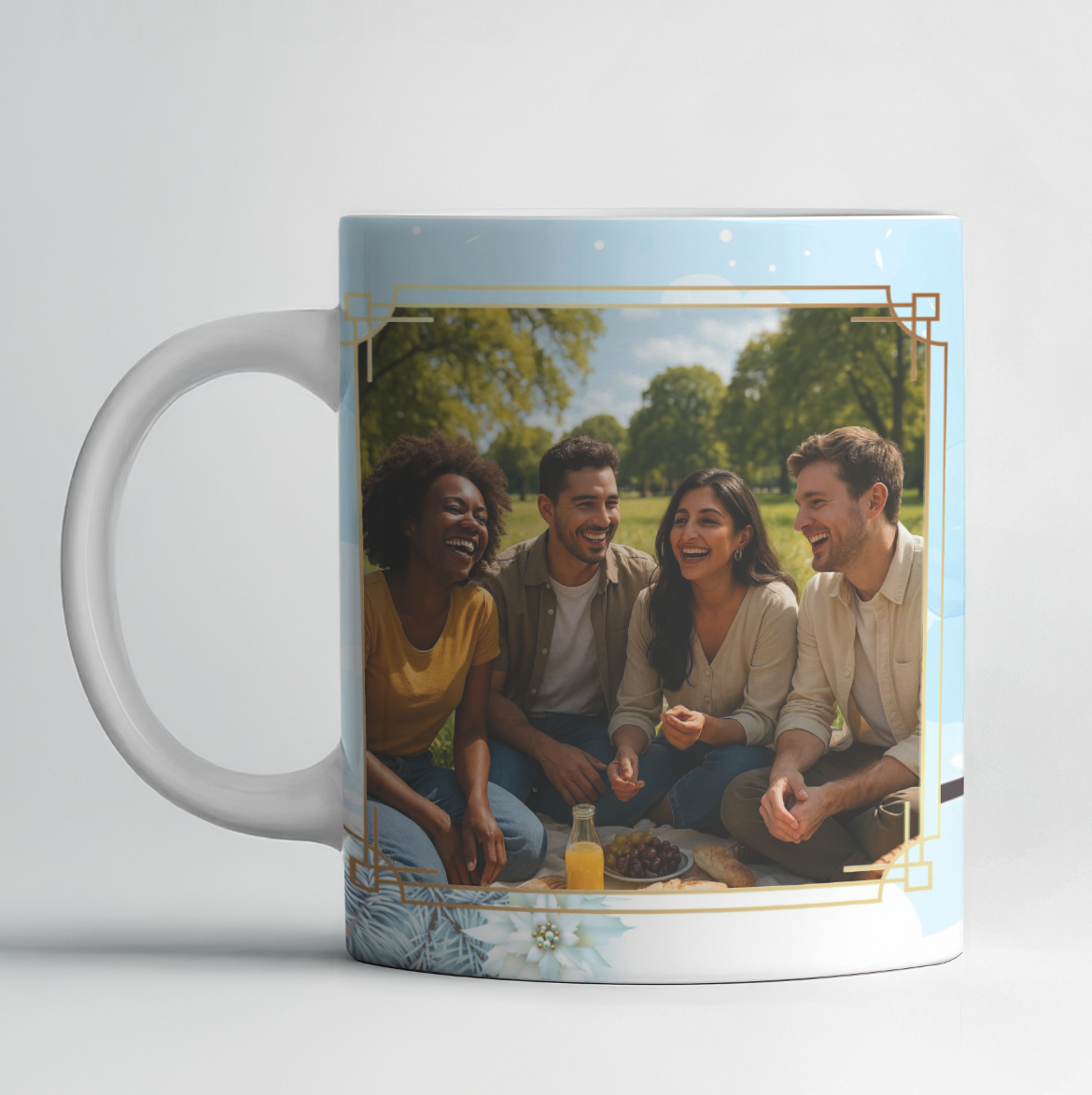 Caneca de Natal Amigos – Personalizada com Foto | “Amigos são a Família que Escolhemos Ter”