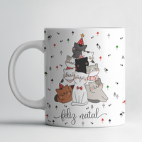 Caneca de Natal Gatinhos – Design Festivo com Foto Personalizável