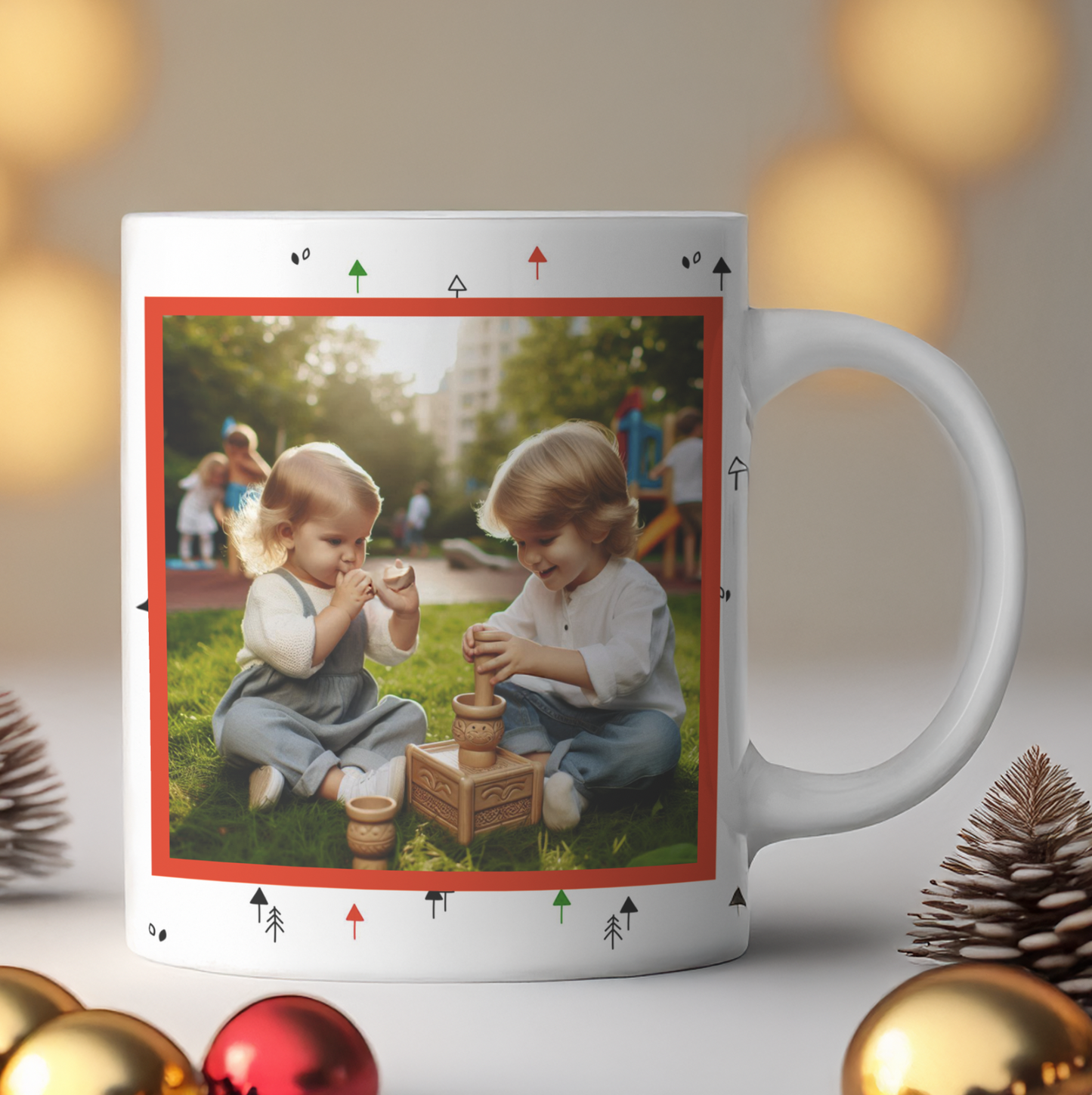 Caneca de Natal Gatinhos – Design Festivo com Foto Personalizável
