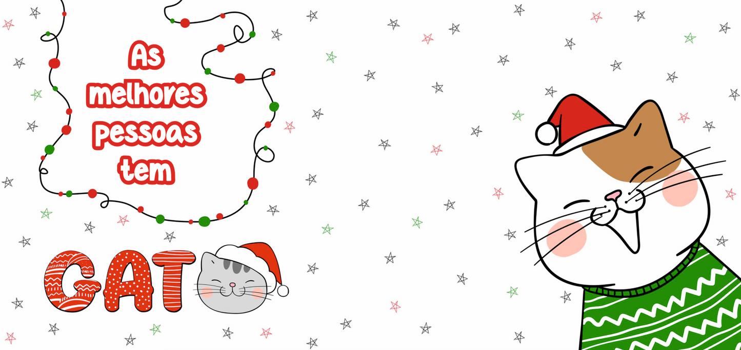 Caneca de Natal Gato – “As Melhores Pessoas Têm Gato” | Design Divertido e Festivo