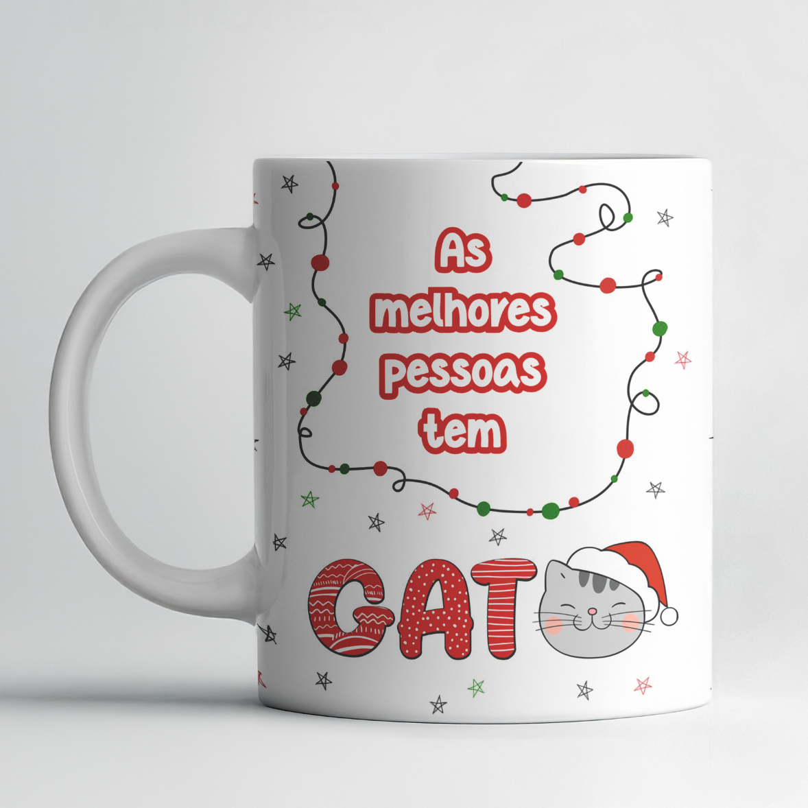 Caneca de Natal Gato – “As Melhores Pessoas Têm Gato” | Design Divertido e Festivo