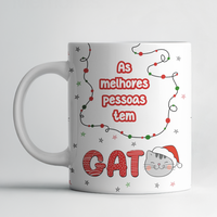 Caneca de Natal Gato – “As Melhores Pessoas Têm Gato” | Design Divertido e Festivo