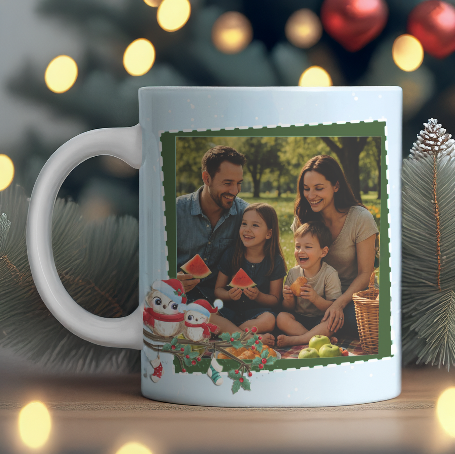 Caneca de Natal Personalizada – Família + Foto e Nome