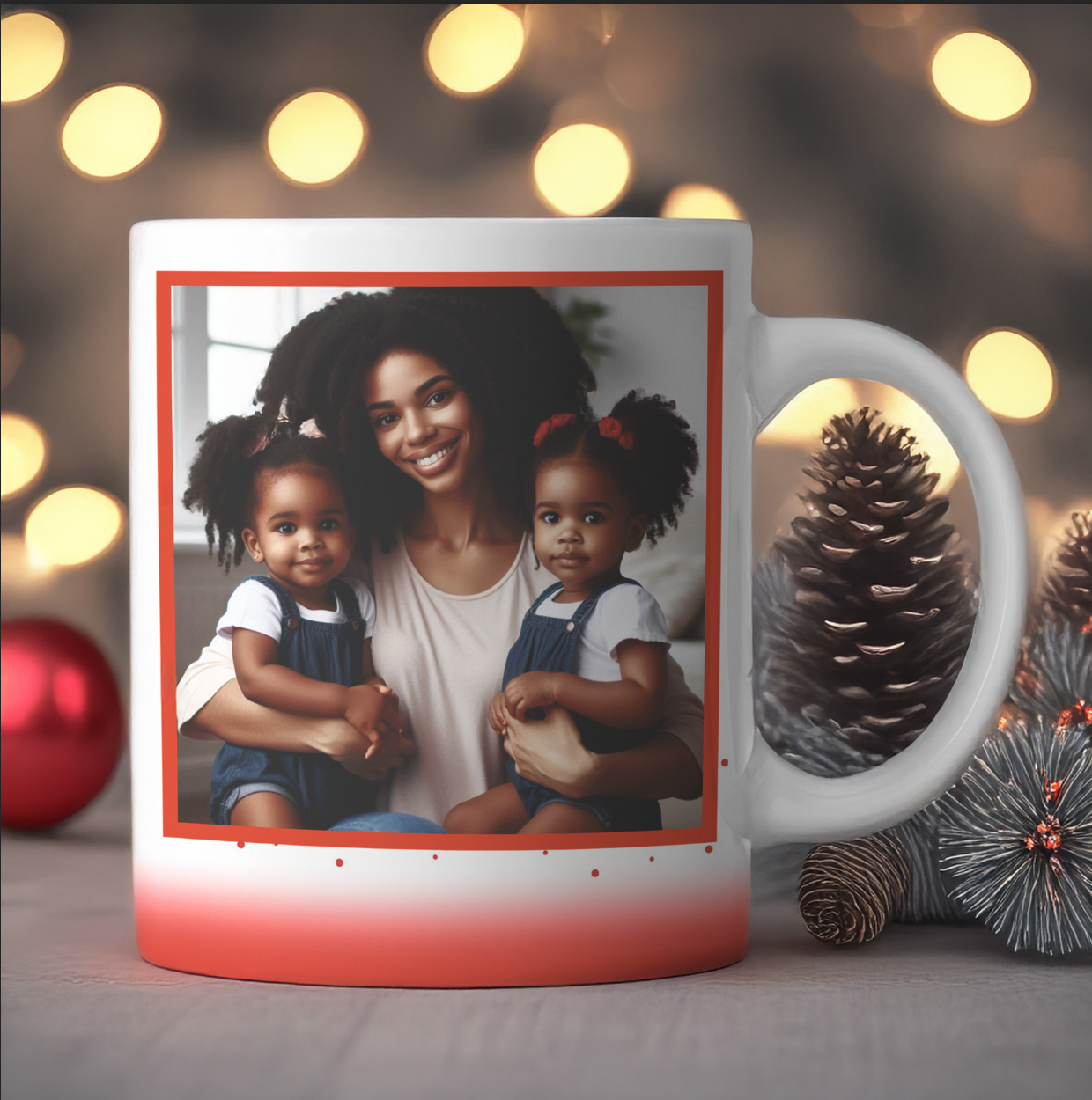 Caneca de Natal Personalizada – Gatinhos na Guirlanda + Foto
