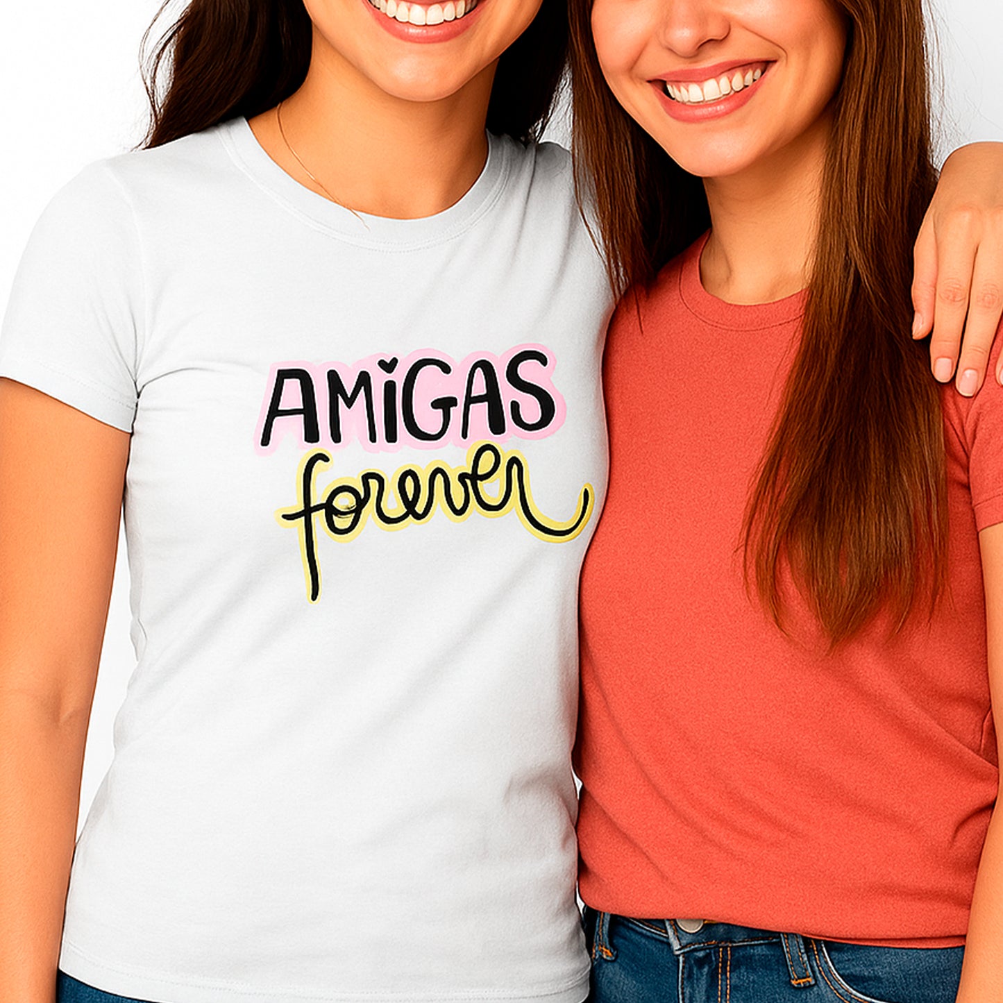 T-shirt Feminina Amigas Forever – Algodão Branco