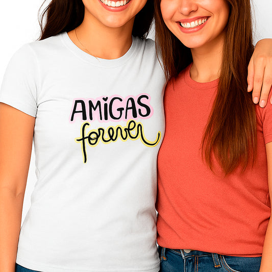T-shirt Feminina Amigas Forever – Algodão Branco