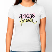 T-shirt Feminina Amigas Forever – Algodão Branco