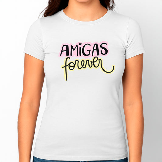 T-shirt Feminina Amigas Forever – Algodão Branco