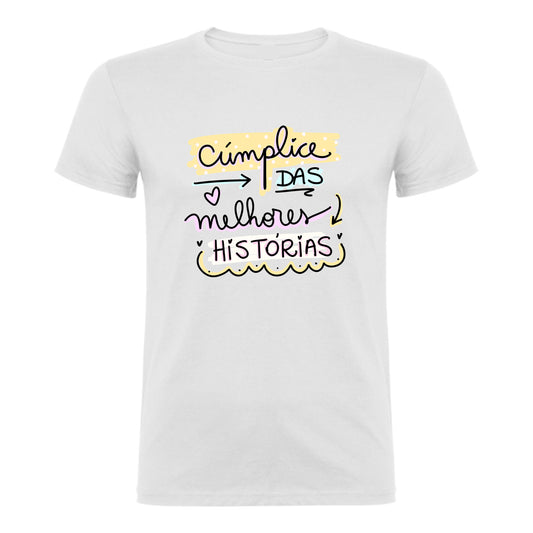 T-shirt Feminina Cúmplice das Melhores Histórias – Algodão Branco