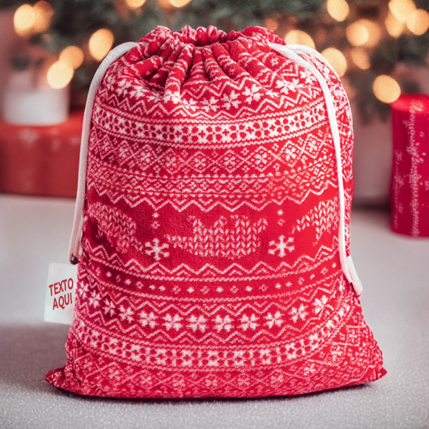 Saco Natalício em Manta Polar com Etiqueta Personalizável