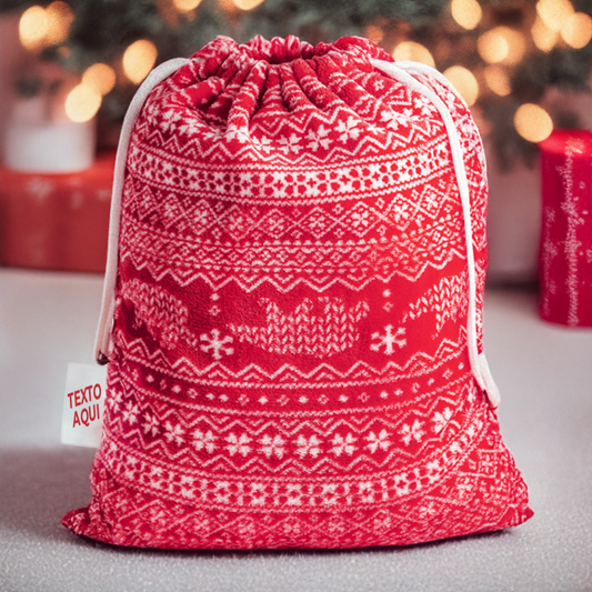 Saco Natalício em Manta Polar com Etiqueta Personalizável